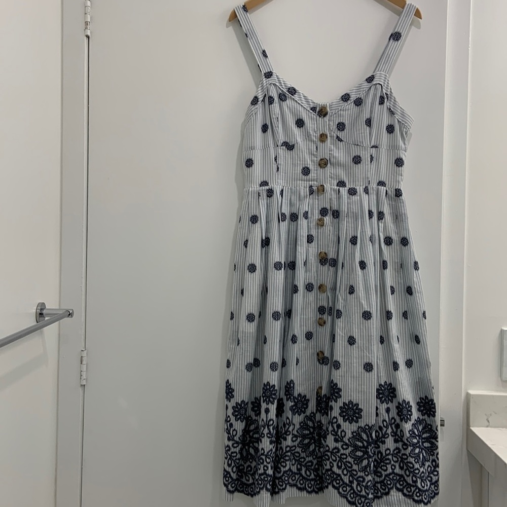 Anthropologie Maeve sundress in blue pinstripe